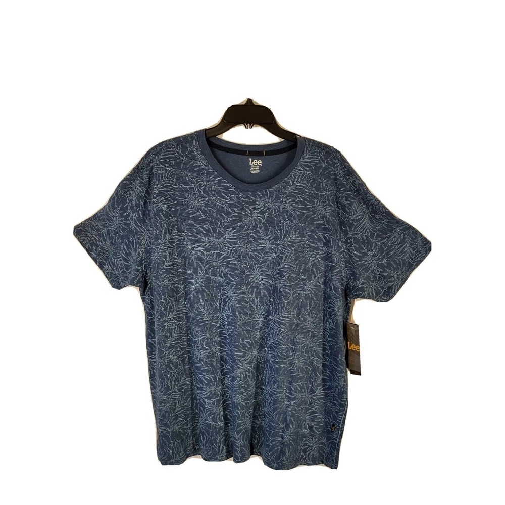 Lee Regular Fit‎ T Shirt Palm Leaf Print XL Blue Cotton Short Sleeve Mens NEW
